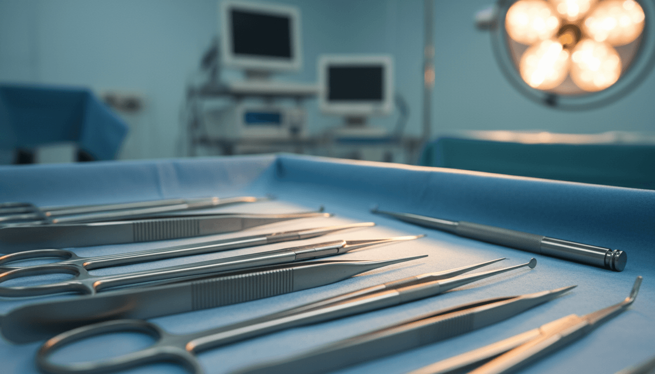 Microsurgical instruments on sterile surgical tray